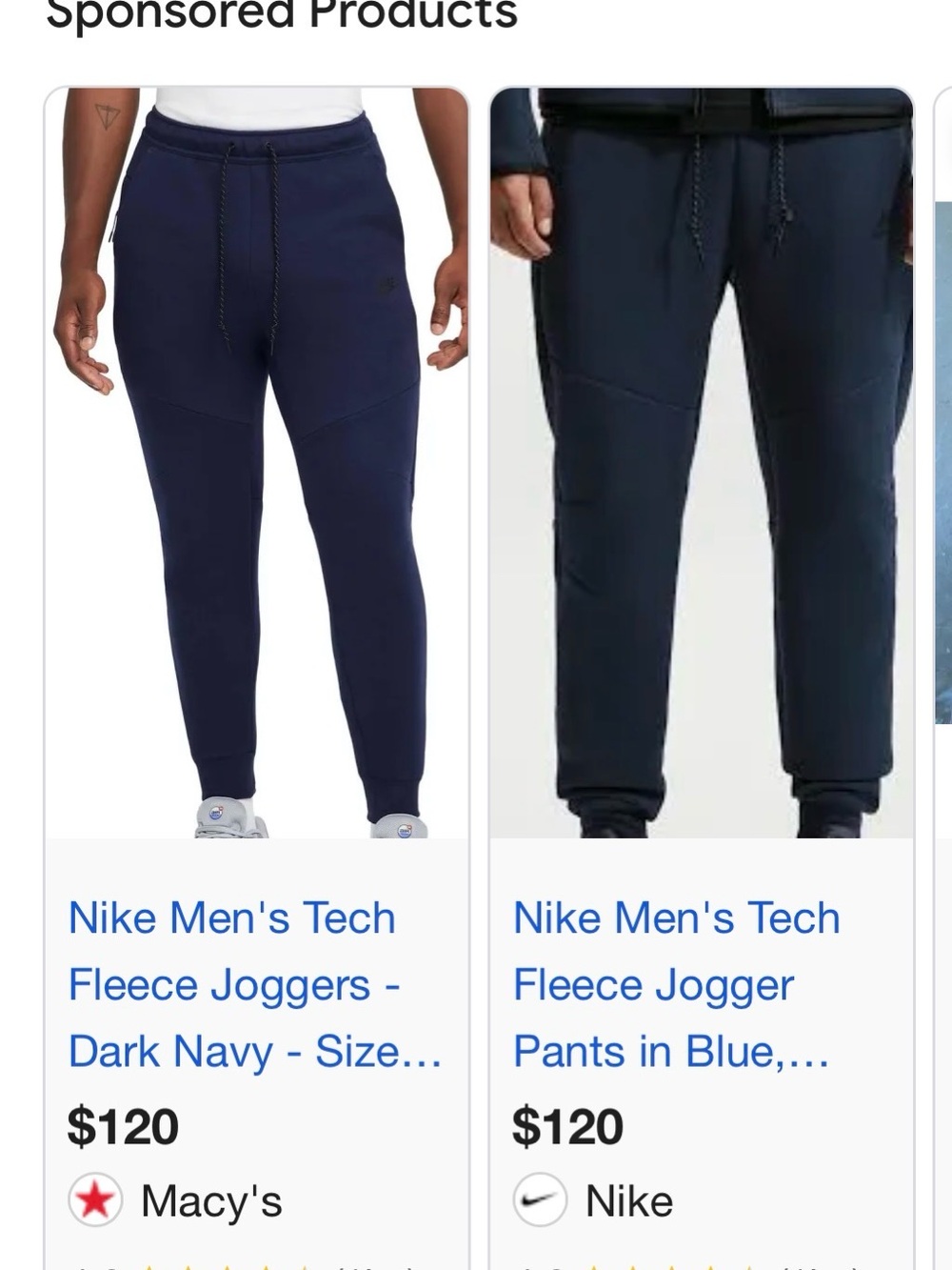 Nike Tech Fleece Drawstring Joggers Pants - Dark Navy mens 2026